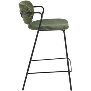 Lot de 2 tabourets de bar en velours côtelé - JONES