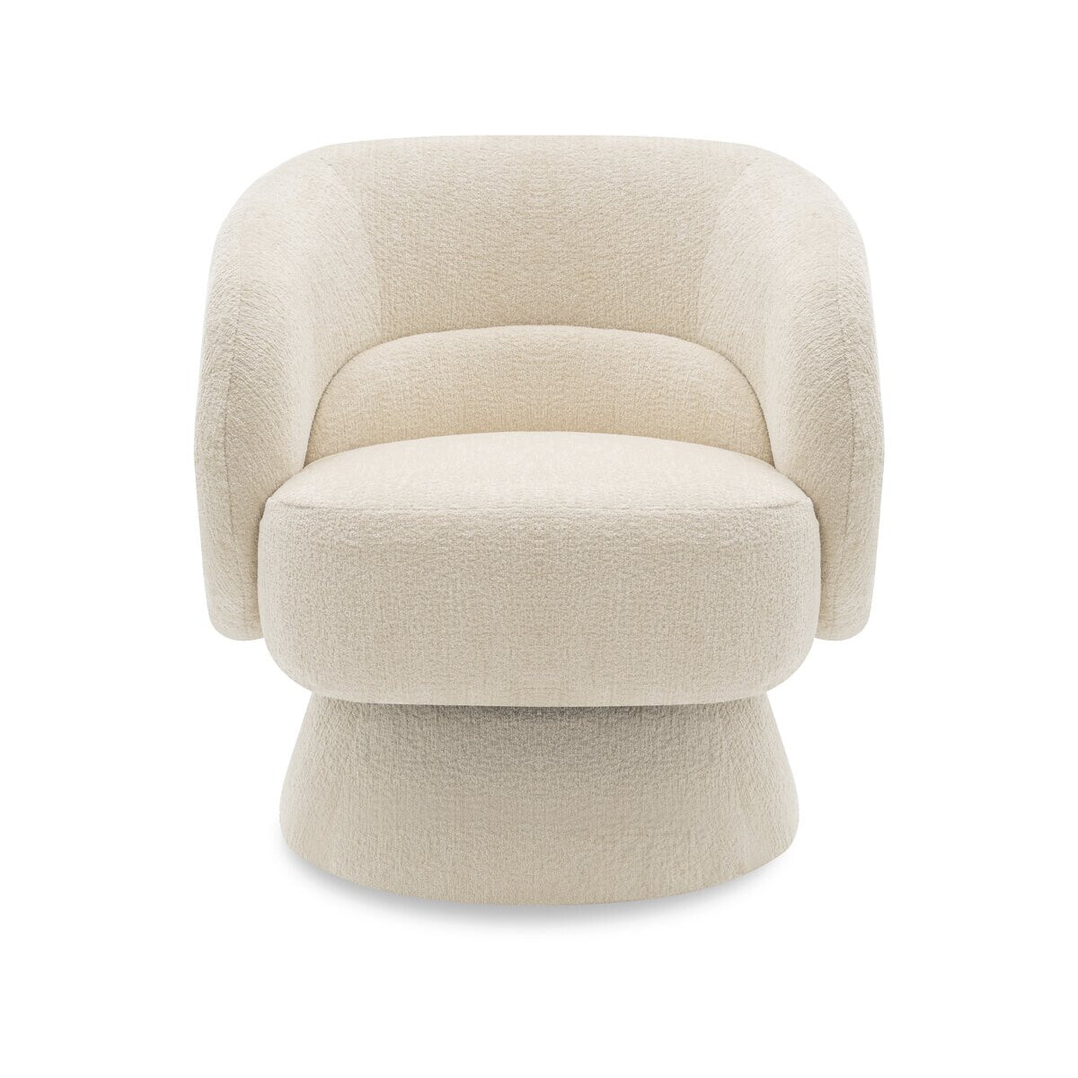 Fauteuil pivotant en tissu bouclette "Franklin" - 74 x 75 x 75 cm - Beige