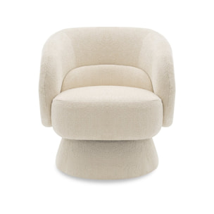 Fauteuil pivotant en tissu bouclette "Franklin" - 74 x 75 x 75 cm - Beige