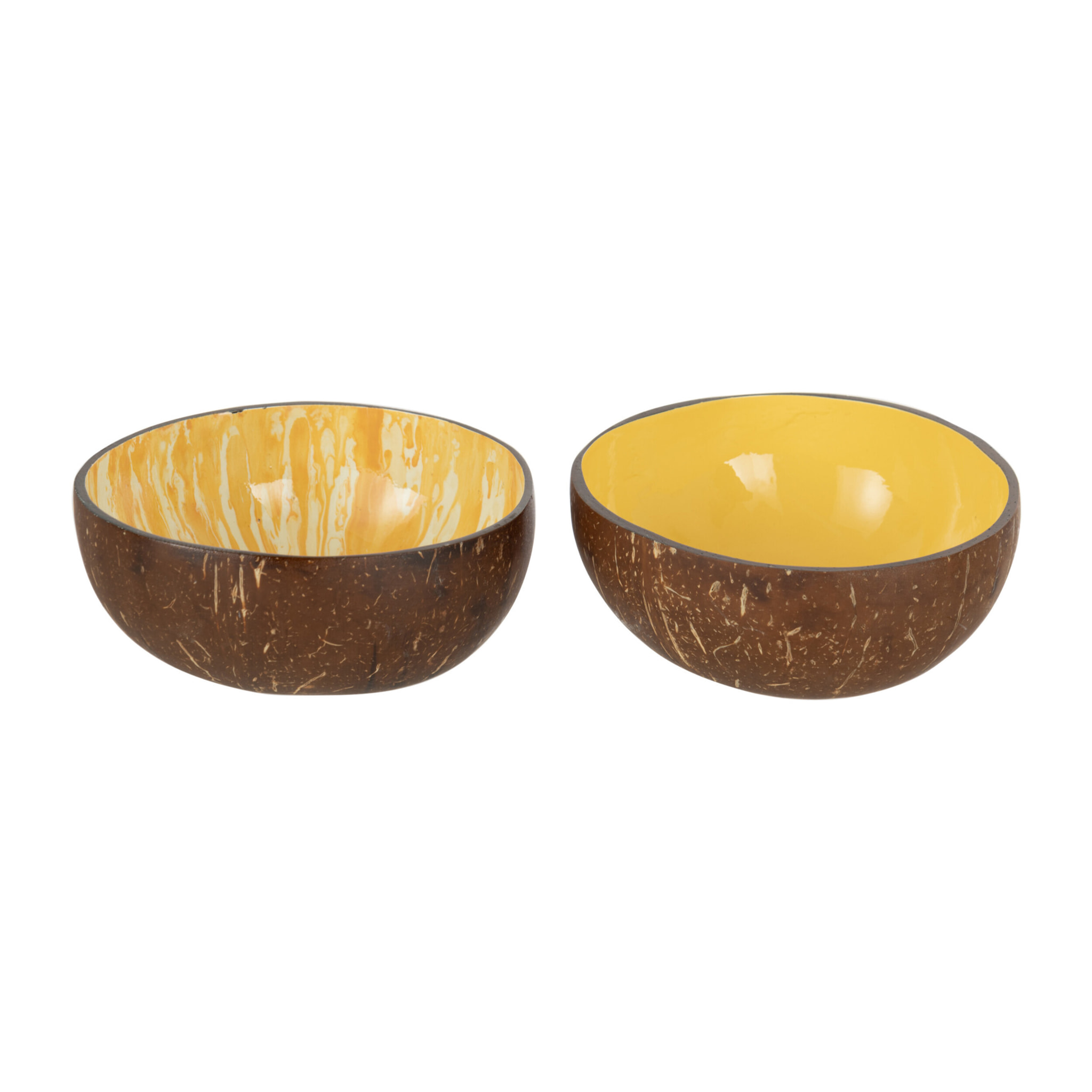 J-Line bol Demi Noix De Coco Boule Nuye - rotin - orange - 2 pièces