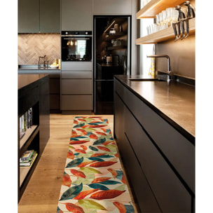 Passatoia tappeto cucina bagno ingresso multiuso, disegno foglie