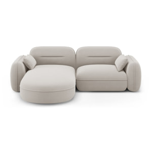 Canapé d'angle gauche modulable "Sydney" 3 places en velours beige clair