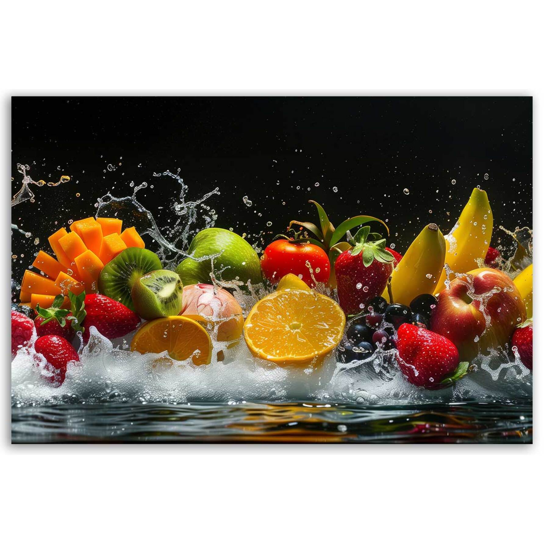 Tableau éclat fruité sur fond noir Toile imprimée