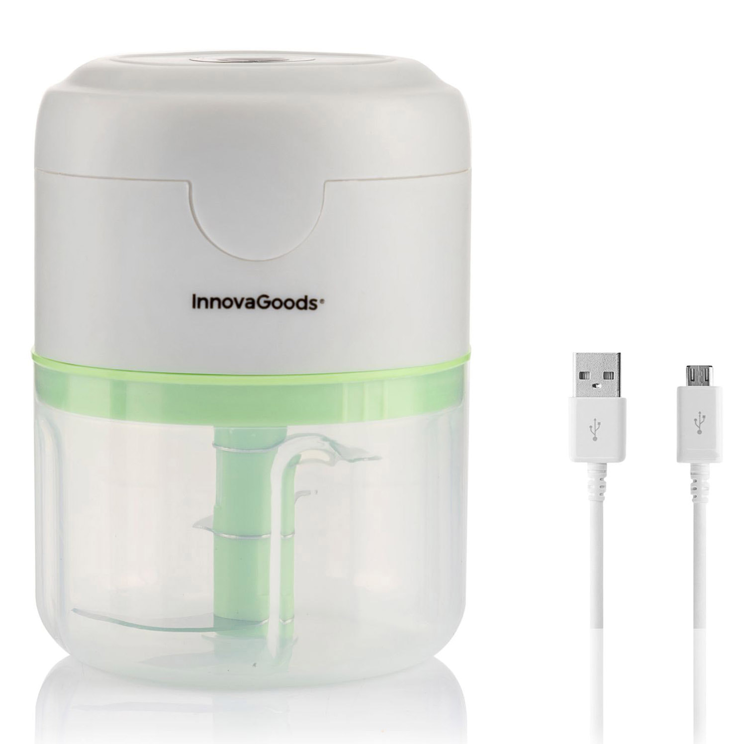 Mini tritatutto ricaricabile portatile echoppie innovagoods - grigio, verde e trasparente - 250 ml