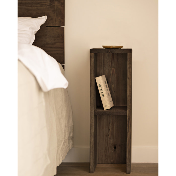Pack de 2 tables de chevet ou d’appoint en bois massif noyer 60x20cm Hauteur: 60 Longueur: 20 Largeur: 20