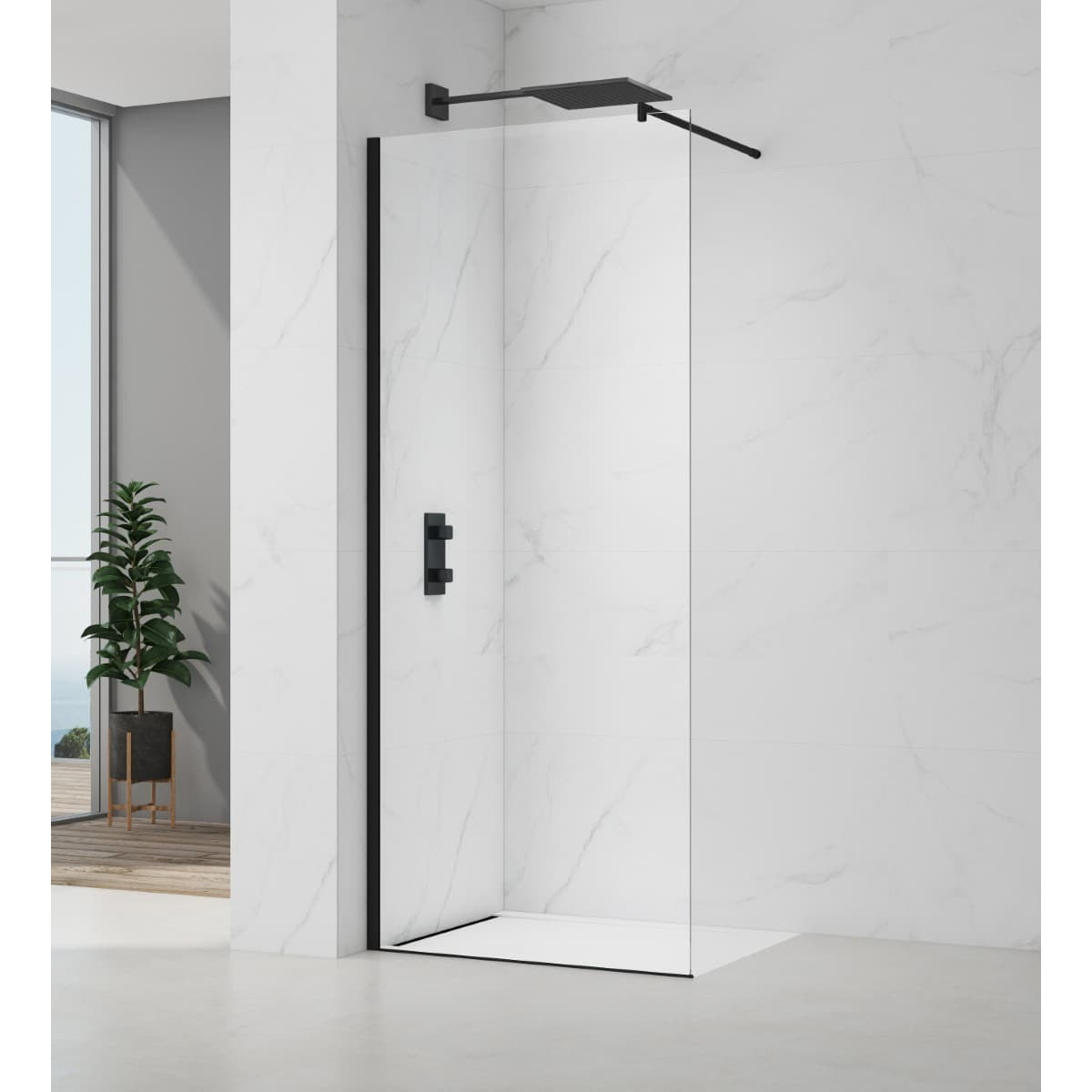 Kit de montage pour paroi de douche 195 cm, noir mat (SATWIPROFIL6C)