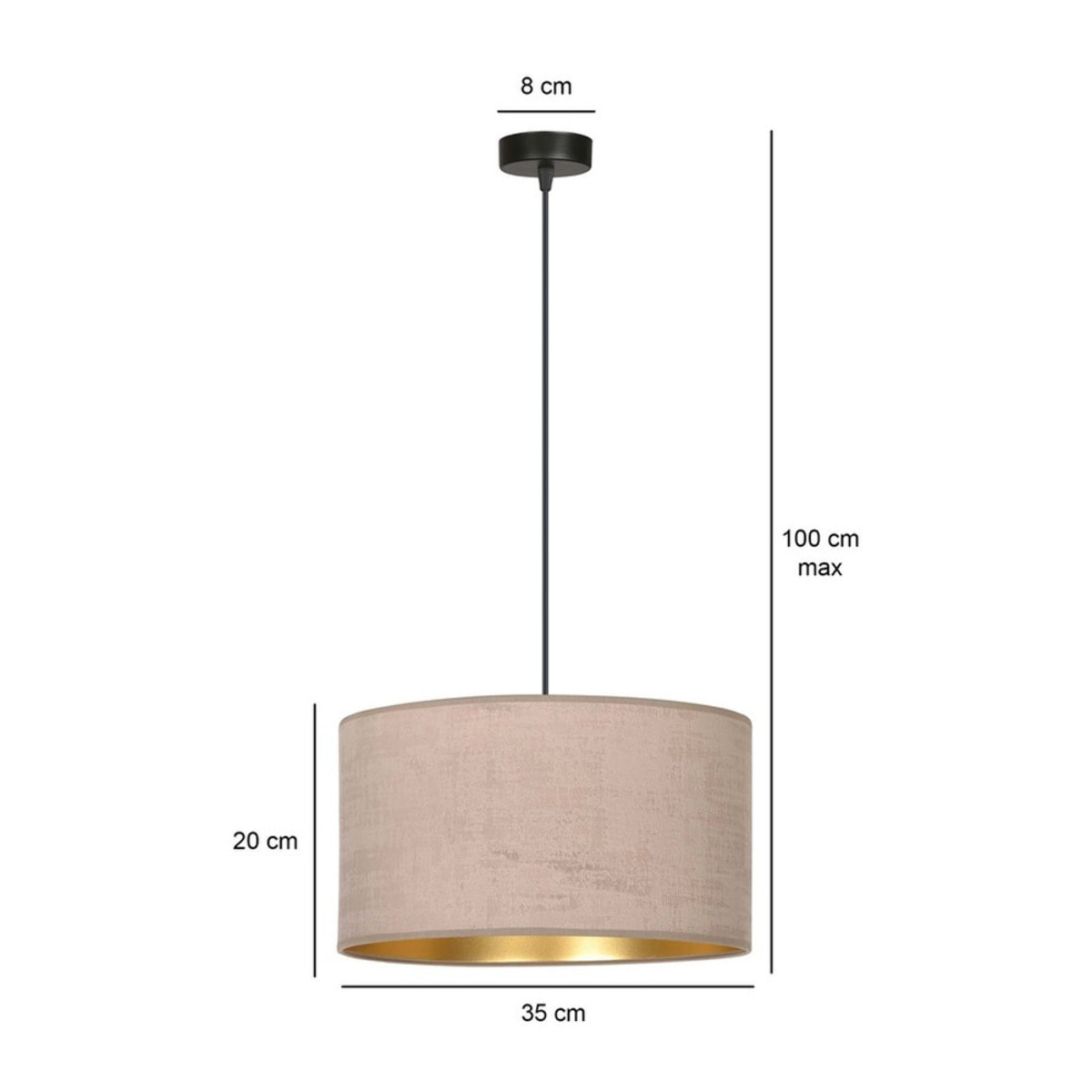 Lampada a sospensione Hilde in velluto rosa e acciaio nero