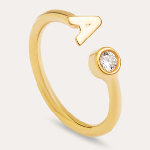 Anillo Personalizado Letter Spark Plata Baño Oro