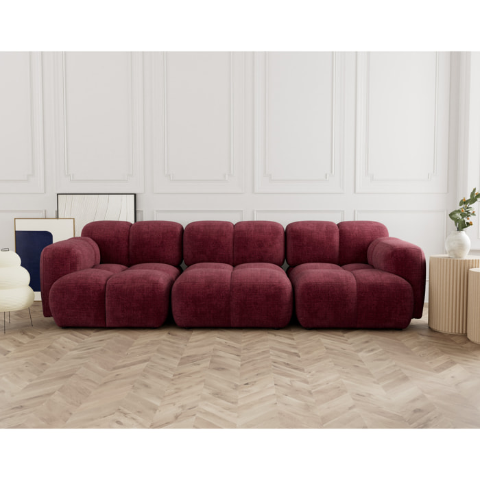 Grace - canapé modulable 3 places en velours texturé - Prune