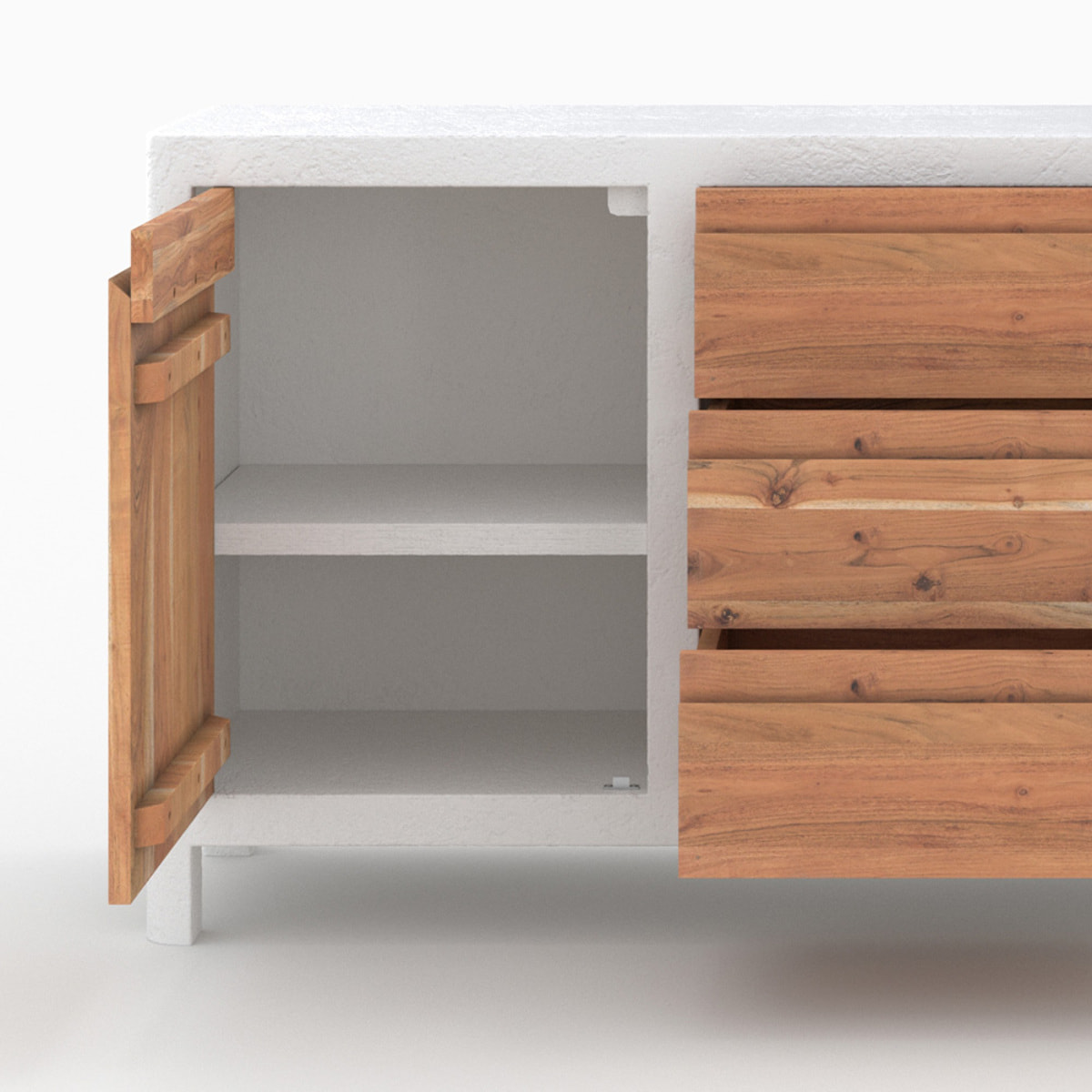 Buffet en béton blanc cassé et bois d'acacia - Tierra