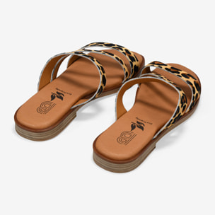 Sandalias planas leopardo de piel
