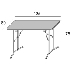 Tavolo pieghevole Arnica, Tavolo da campeggio con gambe pieghevoli in metallo, Tavolo da pranzo moderno multiuso, 100% Made in Italy, Cm 125x75h80, Rovere e Grigio