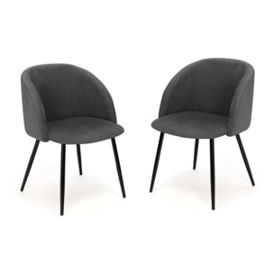 Chaises Nina velours gris pieds noirs- lot de 2