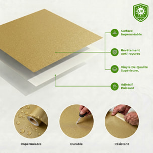 Rouleau adhésif décoratif Vinyle au Mètre - Or - Sticker Lavable Imperméable Mur Cuisine Meubles
