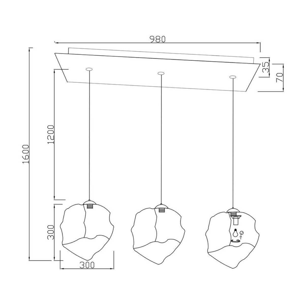 Suspension Aura 110cm fumée Kare Design