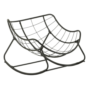 Fauteuil oeuf à bascule "Paopao" gris et graphite en acier traité en epoxy