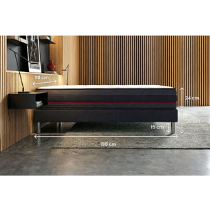 Ensemble - Matelas Mémoire de forme 24cm d'épaisseur - 5 zones de confort - Confort ferme - Sommier tapissier monobloc - 1 place