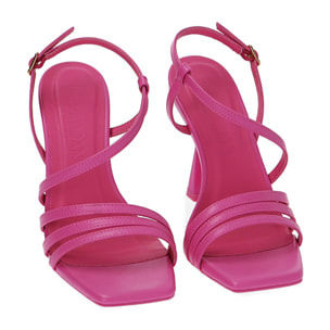Sandalias fucsia, tacón de 9,5 cm