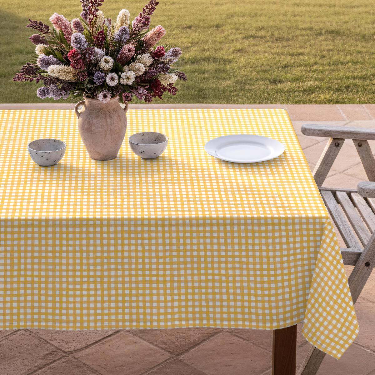 Nappe anti-taches Avignon Jaune - 100% coton -