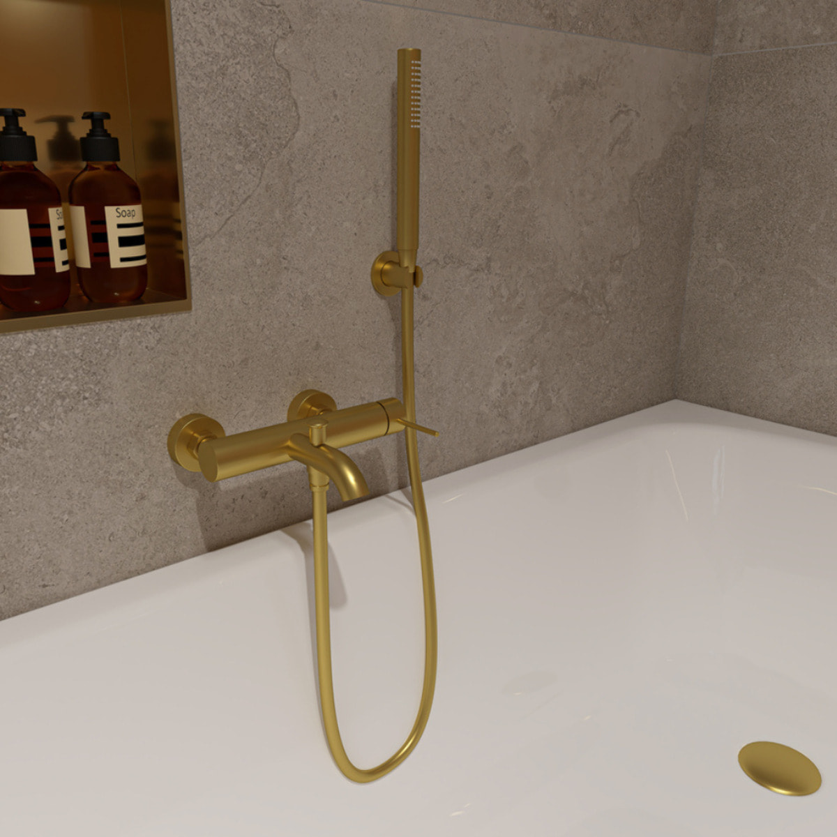 Aurum mitigeur bain/douche 150 mm à levier, or brossé (SATBAUR222BG)