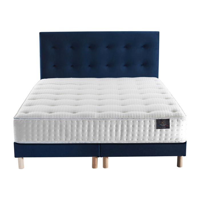 Ensemble Nova + tête de lit capitonnée - Matelas ressorts ensachés Mémoire de forme