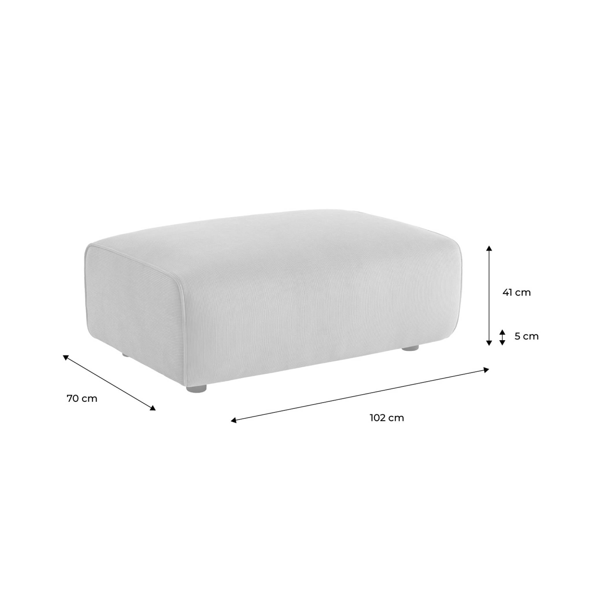 Pouf. module pour canapé. repose-pieds pour canapé 3 places en velours côtelé vert. L 102 x P 70 x H 41cm - Wallas