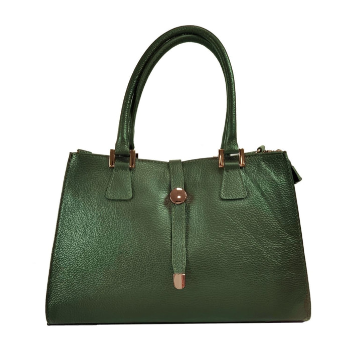 Borse Donna colore Verde-in pelle Made in Italy 35x25x11 cmcm