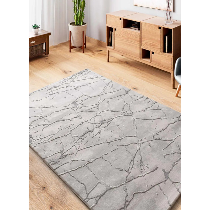 ORIS Alfombra efecto marmol con relieve gris, varias medidas disponibles.