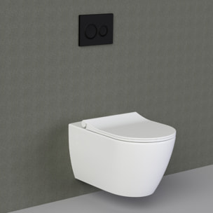 Bello Cuvette suspendue sans bride + Abattant frein de chute, Blanc (BelloRimless)