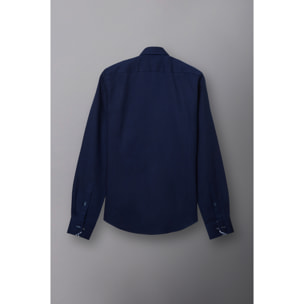 Camicia Uomo 1 Bottone Button Down Slim Armaturato Unito Blu