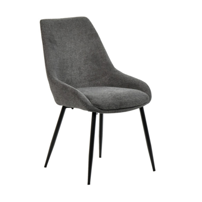 Chaise en tissu avec pieds fins en métal noir - 4 coloris - MONDO