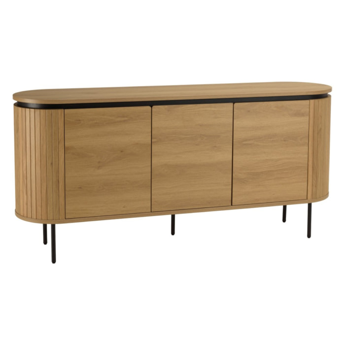 ETHAN - Buffet arrondi couleur naturelle 3 portes