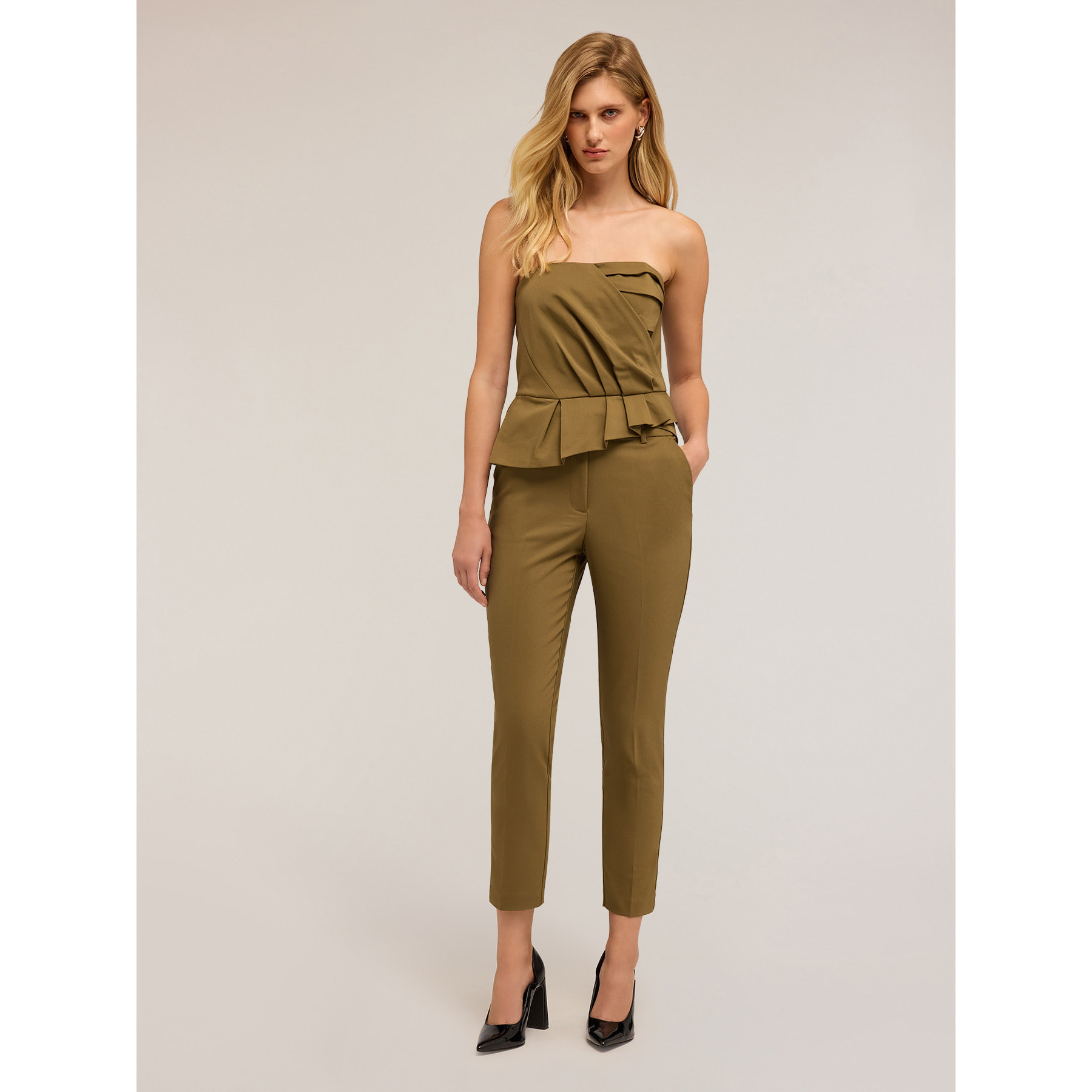 Motivi - Top bustier drapeado - Verde militare