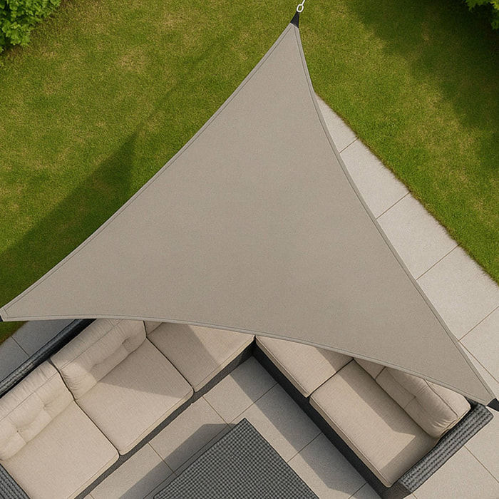 Well Home Sombrilla Triángulo de Sombra en Poliéster 36x36x36cm - Color Topo, UPF 50+, Ganchos de Metal y Bolsa de Transporte