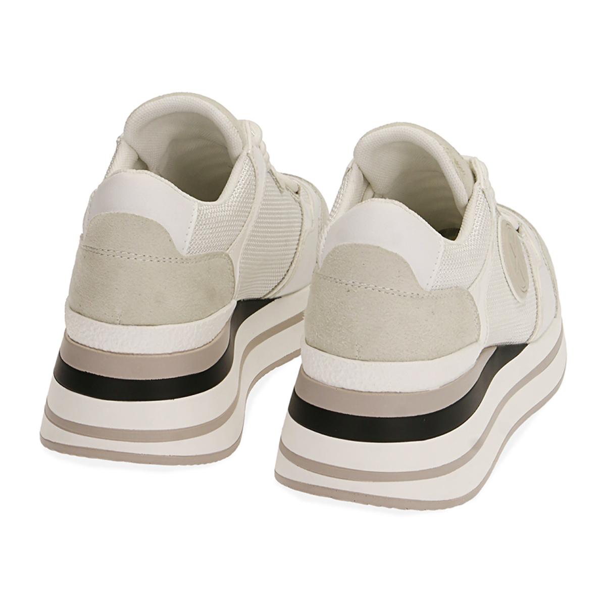 Sneakers bianche in tessuto, platform 4,5 cm