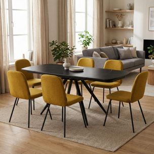 Sedie moderne in tessuto ocra con gambe nere - Karen