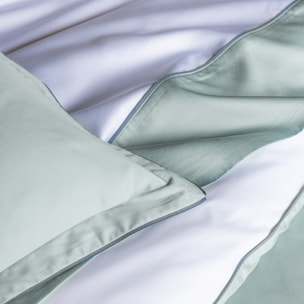 Housse de couette unie en satin de coton bio, NOBEL, Bleu baltique