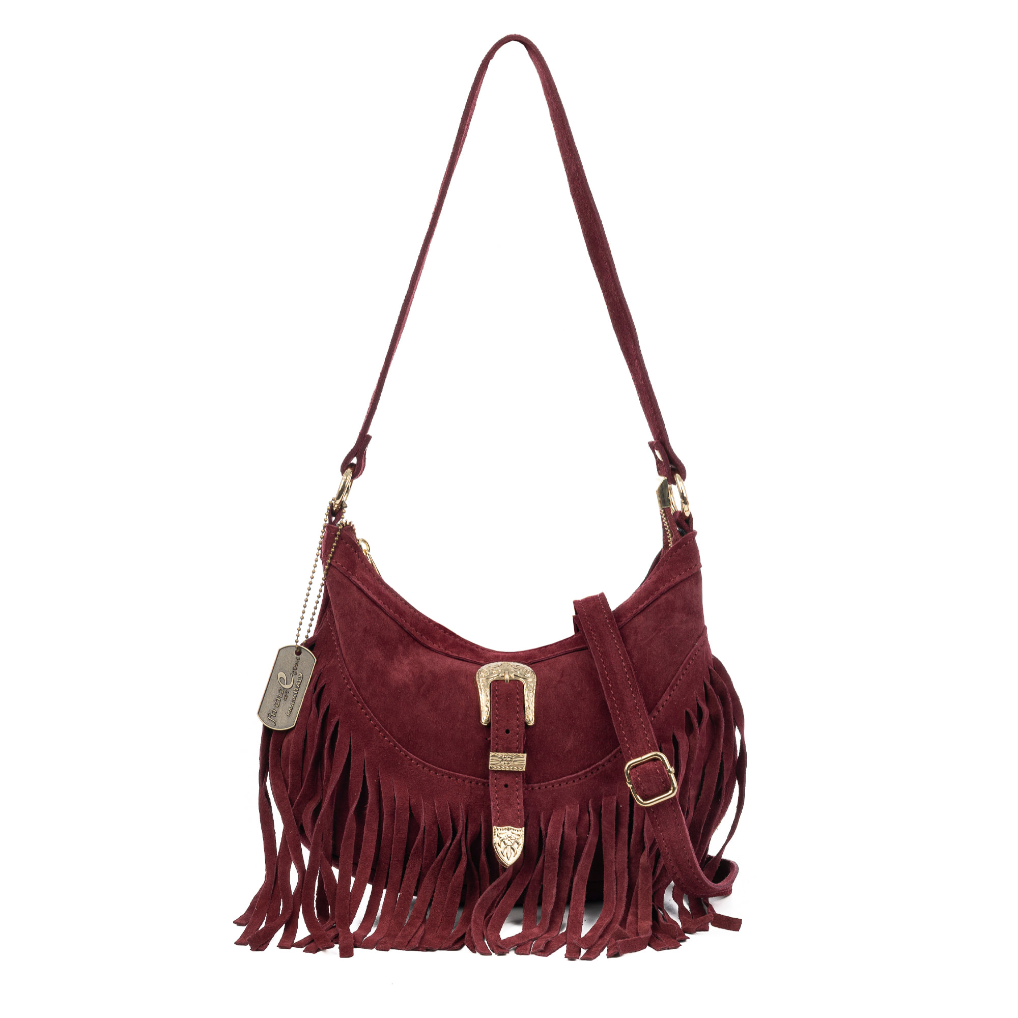 Barlassina bolso bandolera Mujer. Piel auténtica Gamuza, con flecos.
