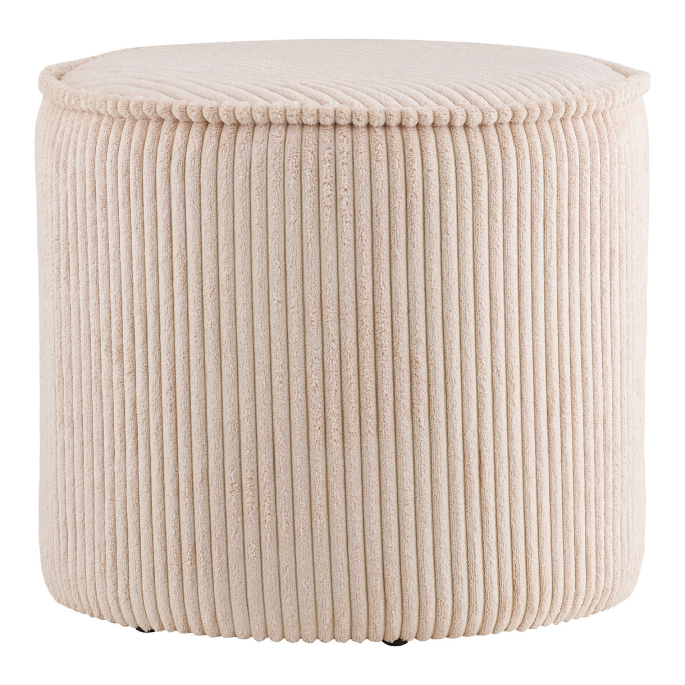 Pouf Taupo in velluto a coste beige ø40×35 cm