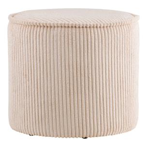 Pouf Taupo in velluto a coste beige ø40×35 cm