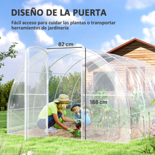 Invernadero de Túnel 4x3x2 m Invernadero de Jardín con 2 Puertas Cubierta PE 150g/m² Estructura de Acero Galvanizado y Techo Redondeado para Cultivos Plantas Flores Transparente