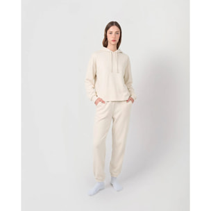 Felpa con cappuccio in stile modal da donna bianco naturale