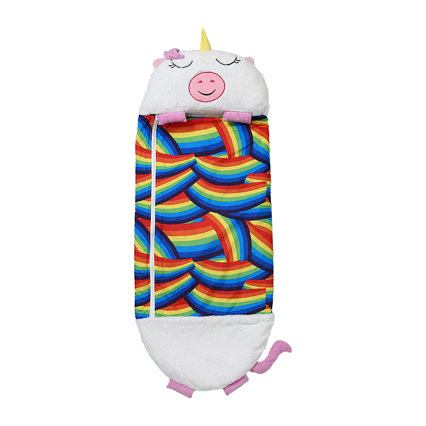 Saco de dormir convertible en almohada, para niños, Unicornio. Tacto peluche. Grande /L: 170x70cm.