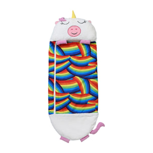Saco de dormir convertible en almohada, para niños, Unicornio. Tacto peluche. Grande /L: 170x70cm.