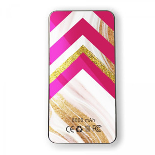 Batterie en verre trempé universel 8000mAh Trio marbre fuschia Motif Ecriture Tendance La Coque Francaise