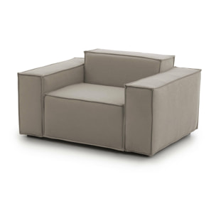 Poltrona Leonia, Poltrona da salotto, 100% Made in Italy, Poltroncina relax in tessuto imbottito, Cm 140x95h70, Tortora