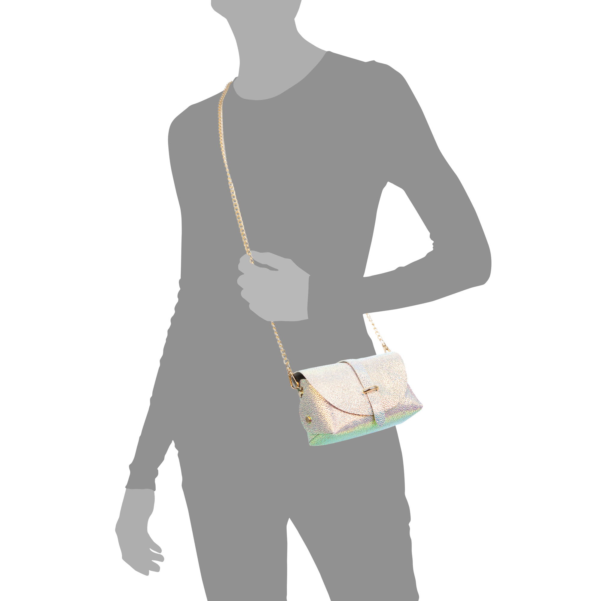 Aurora Bolso bandolera Mujer. Piel auténtica Gamuza acabado iridiscente.