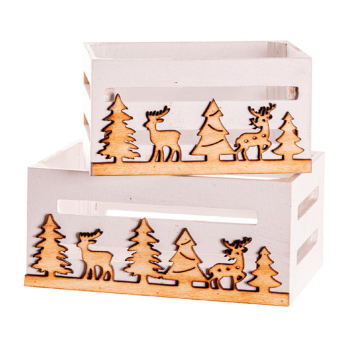 Set 2 Cassette Natale Legno Vanninge