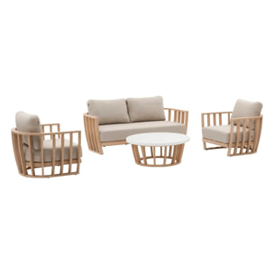 Salon de jardin "Lemindo" 5 places en polyester et eucalyptus