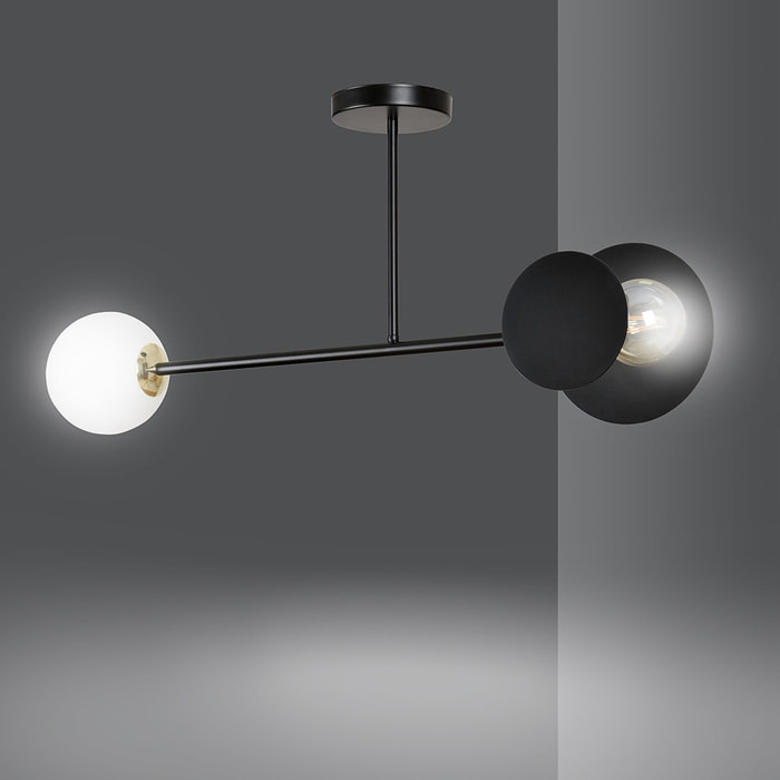 Lampada a sospensione Minerva in acciaio nero opaco